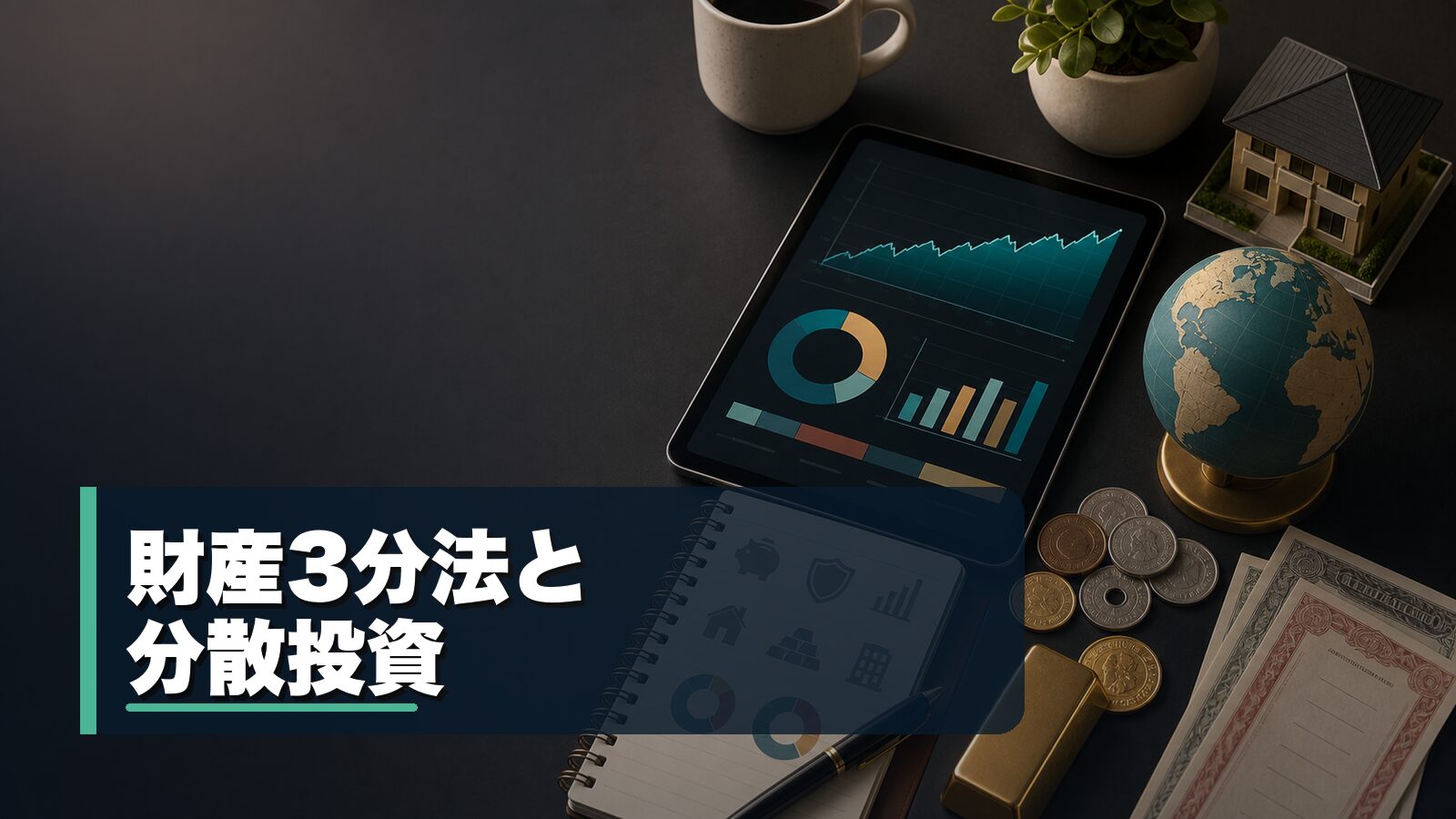 財産3分法と分散投資を整理するイメージ