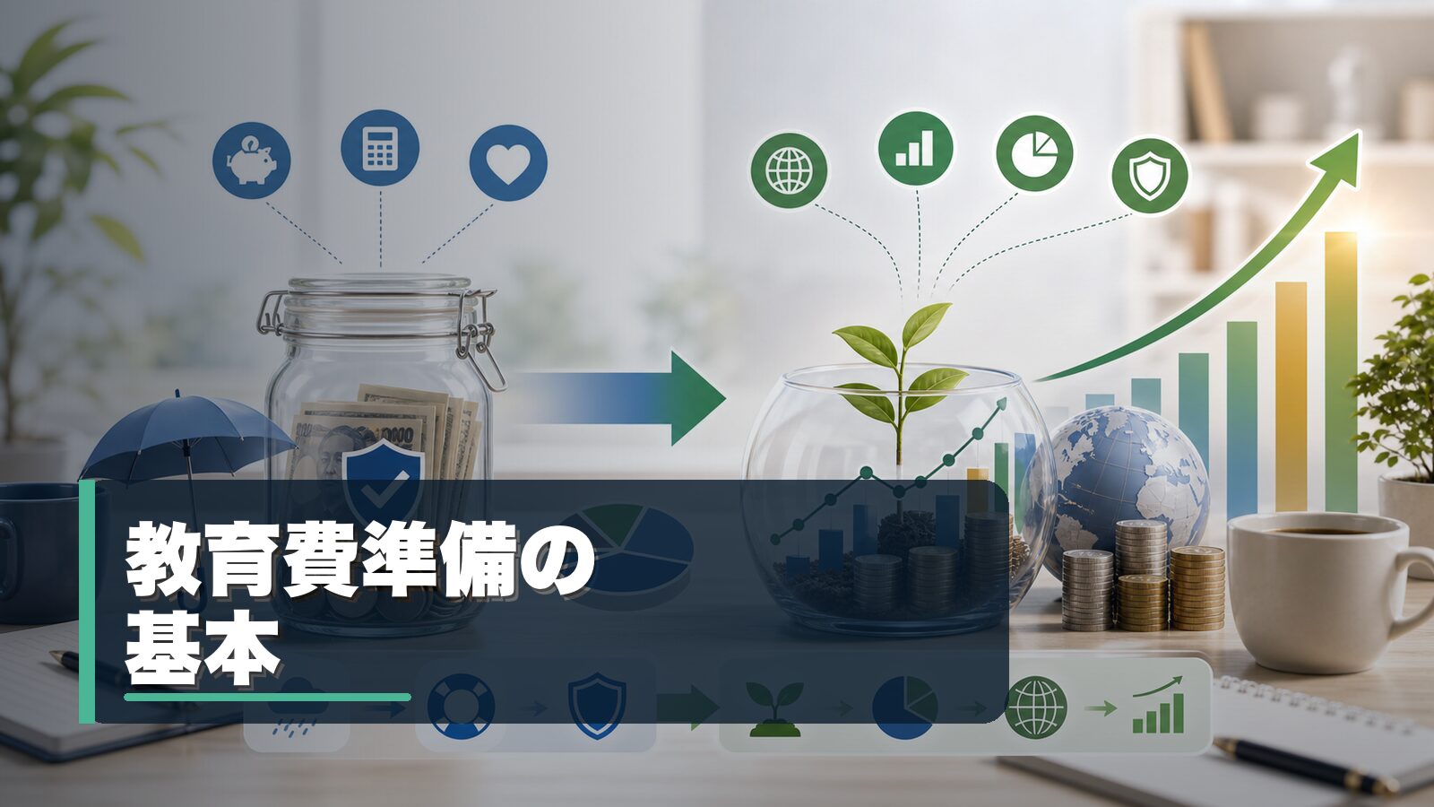 教育費準備の方法を整理するイメージ