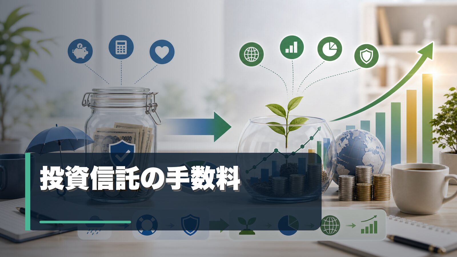 投資信託の手数料と実質コストを整理するイメージ