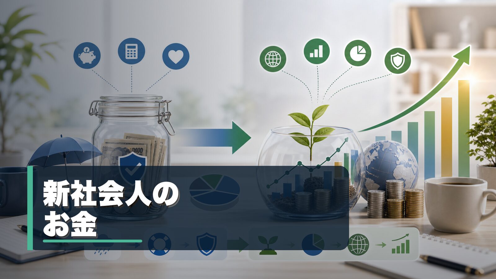 新社会人のお金管理と資産形成を整理するイメージ