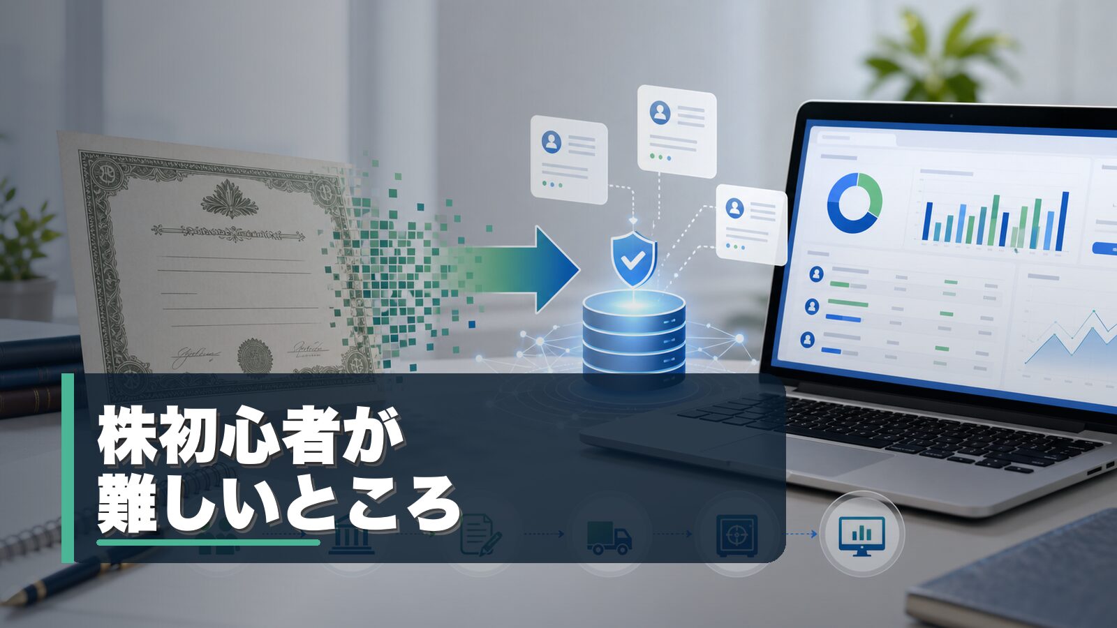 株初心者が難しいと感じる銘柄選びや注文方法を整理するイメージ