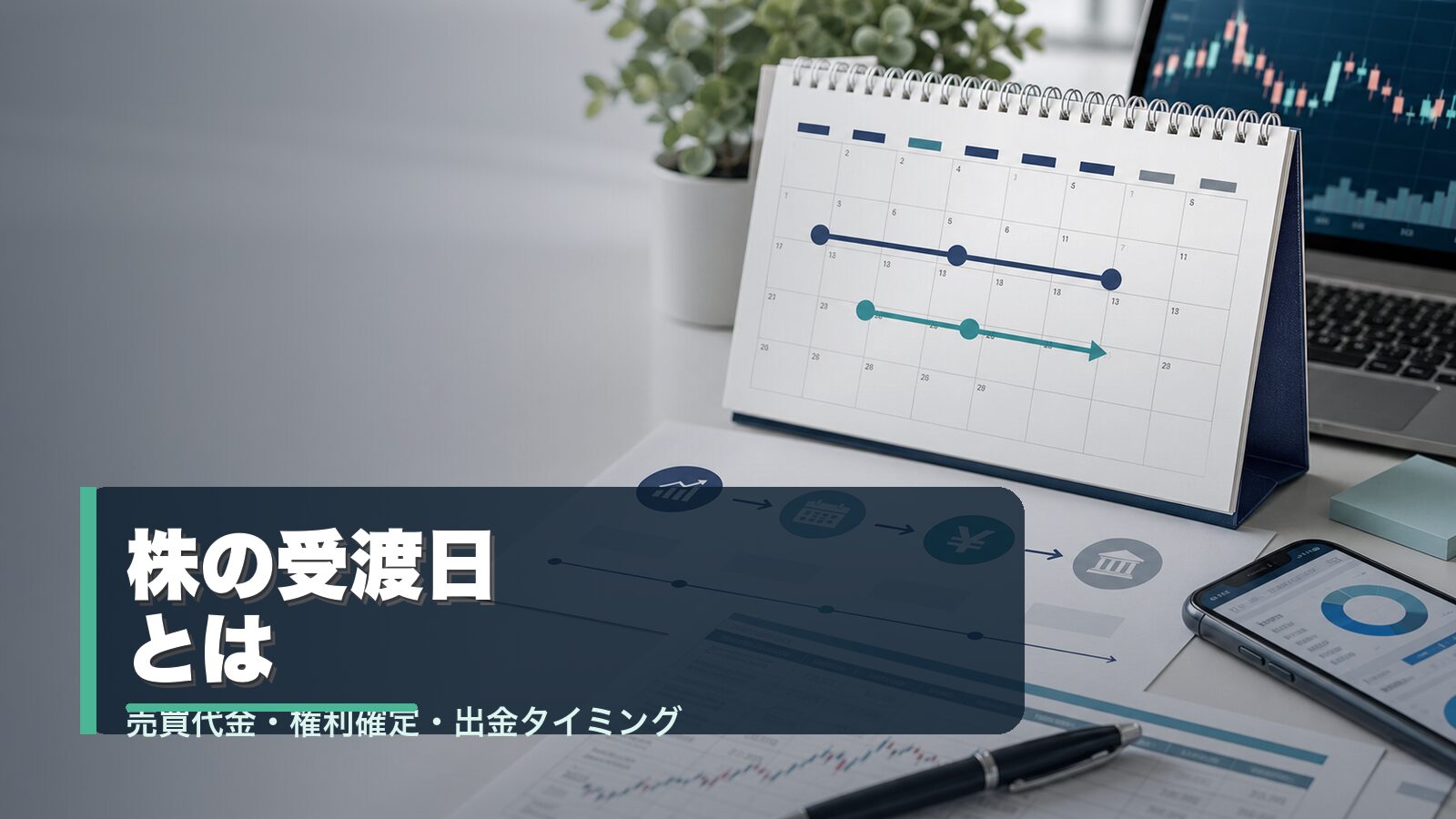 株式投資の受渡日と売却代金の出金タイミングを確認するイメージ