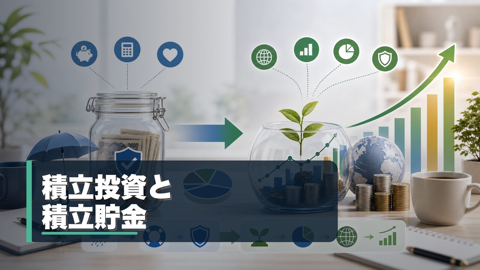 積立投資と積立貯金の使い分けを整理するイメージ