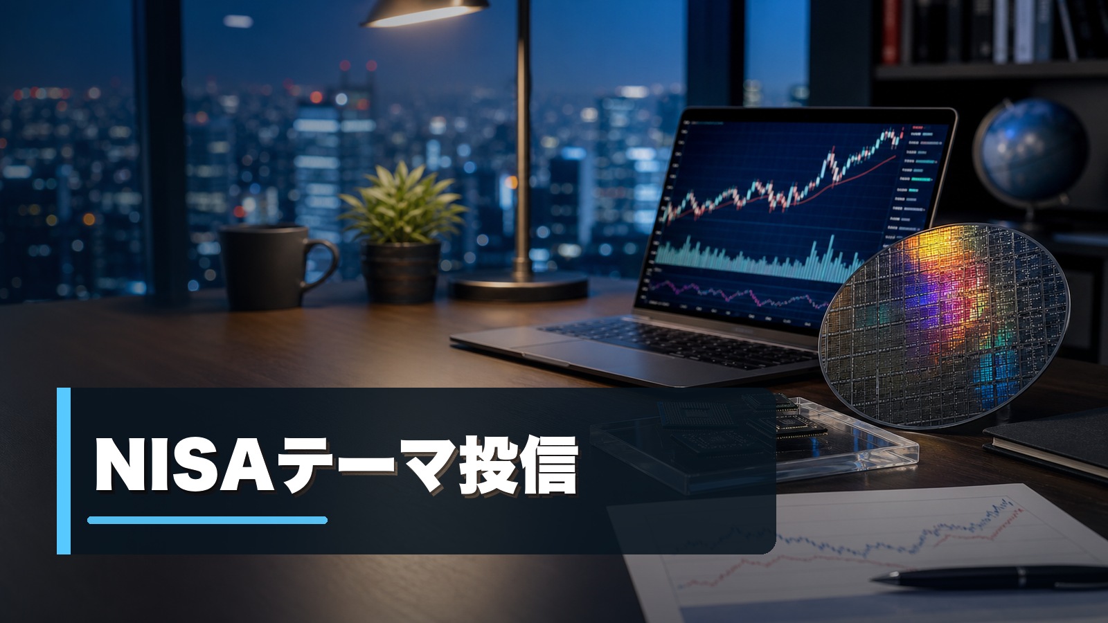 NISAで半導体投信やNASDAQ100、FANG+を比較するイメージ