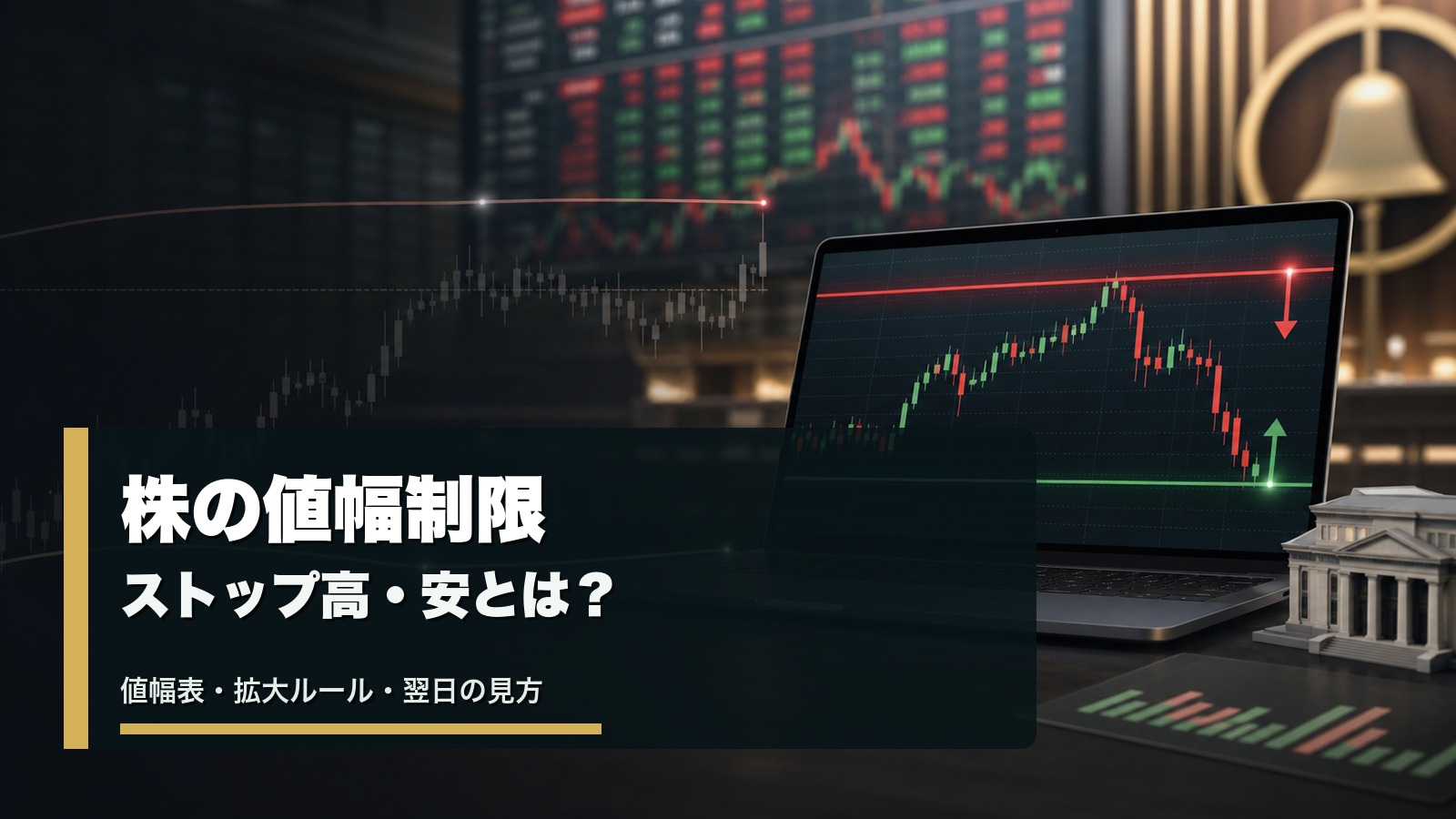 株の値幅制限とストップ高・ストップ安の仕組みを表すチャート