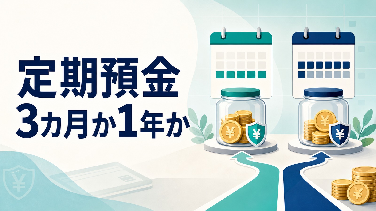 SBI新生銀行の定期預金で3カ月と1年を比較するイメージ