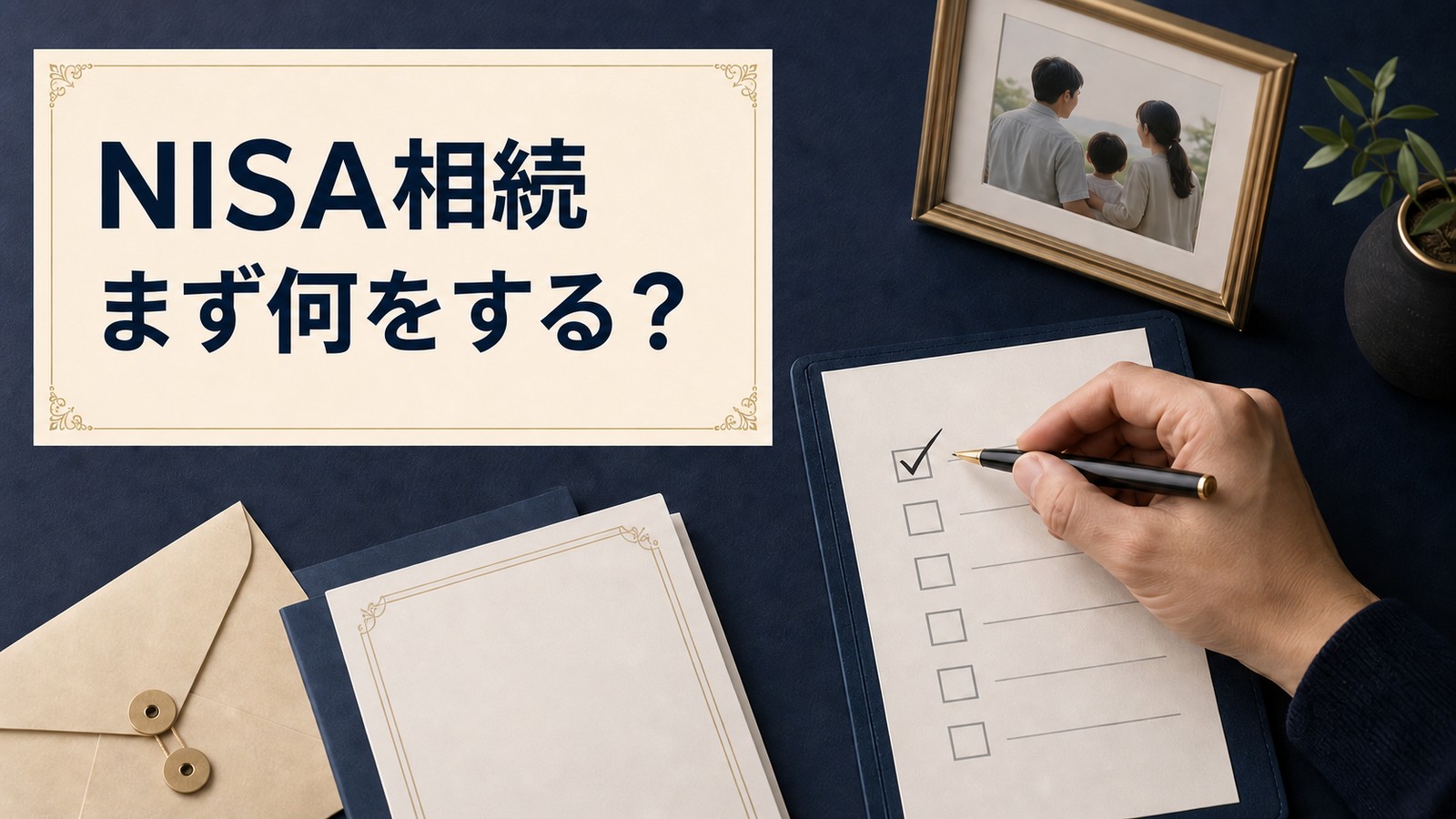 NISA口座の相続手続きと確認順を表すイメージ