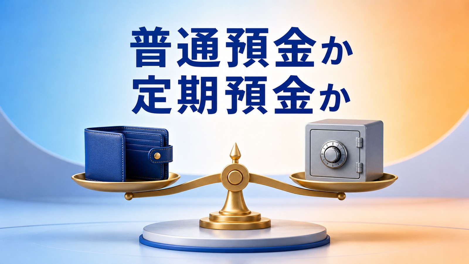 普通預金と定期預金を天秤で比較するイメージ
